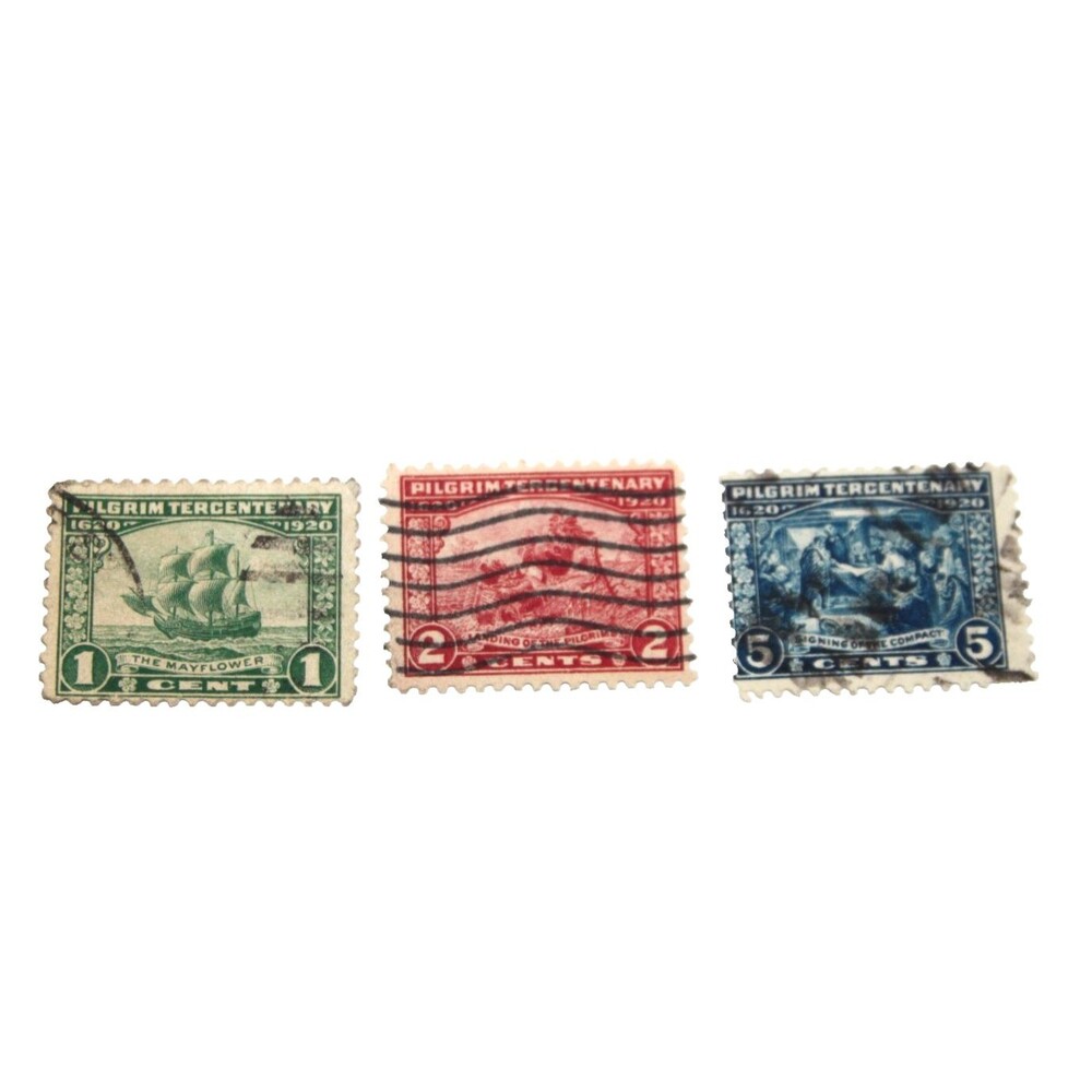 1920 US Scott 548-550 Pilgrim Tercentenary Set Used Canceled 1c 2c 5c Stamps Lot